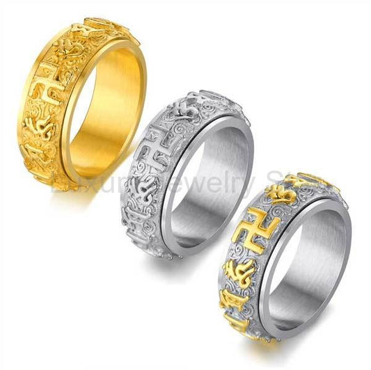 ROTATING Om Mani Padme Hum Mantra Tibetan Ring