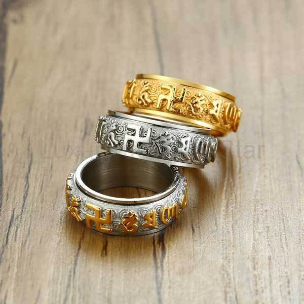 ROTATING Om Mani Padme Hum Mantra Tibetan Ring - image 3