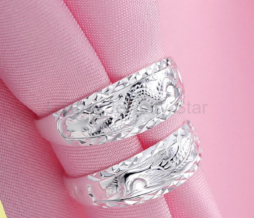 Silver Dragon Phoenix Couple Ring - image 3