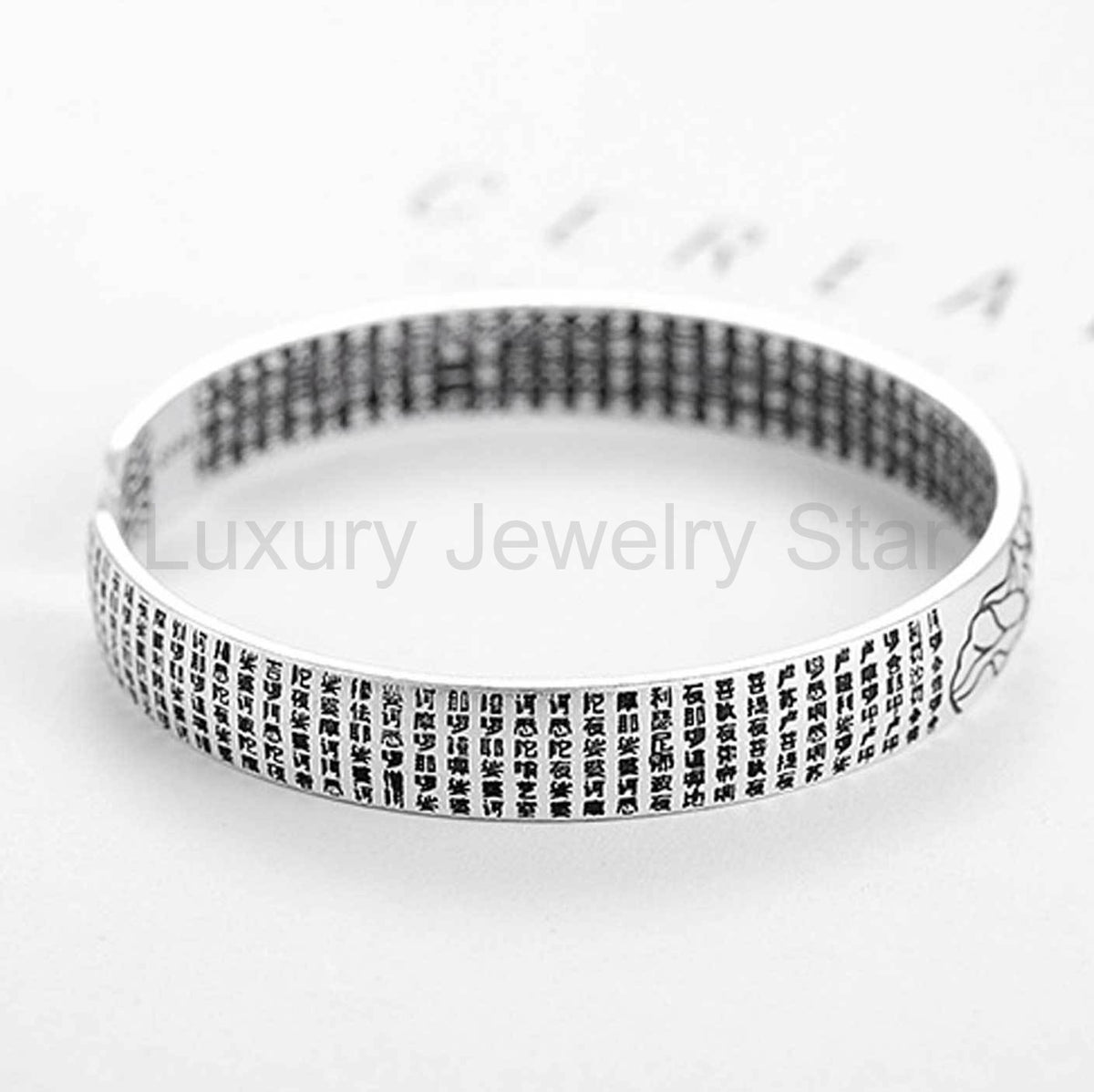 Silver Lotus Flower Bangle Bracelet - image 4