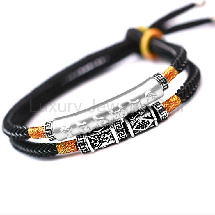 Silver Mani Mantra Double Bracelet