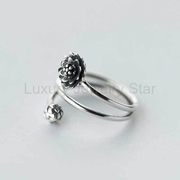 Silver Triple Wrap Lotus Ring - image 2