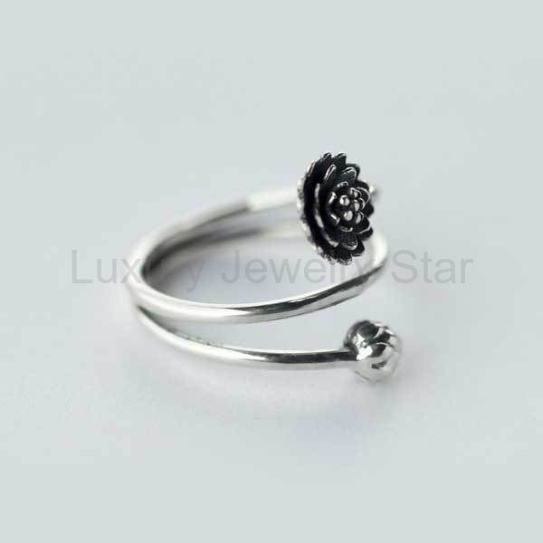 Silver Triple Wrap Lotus Ring - image 3