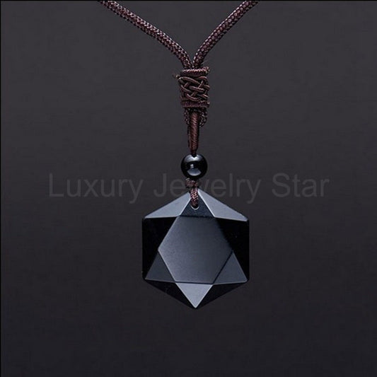 Six-Pointed Star Black Obsidian Protection Necklace