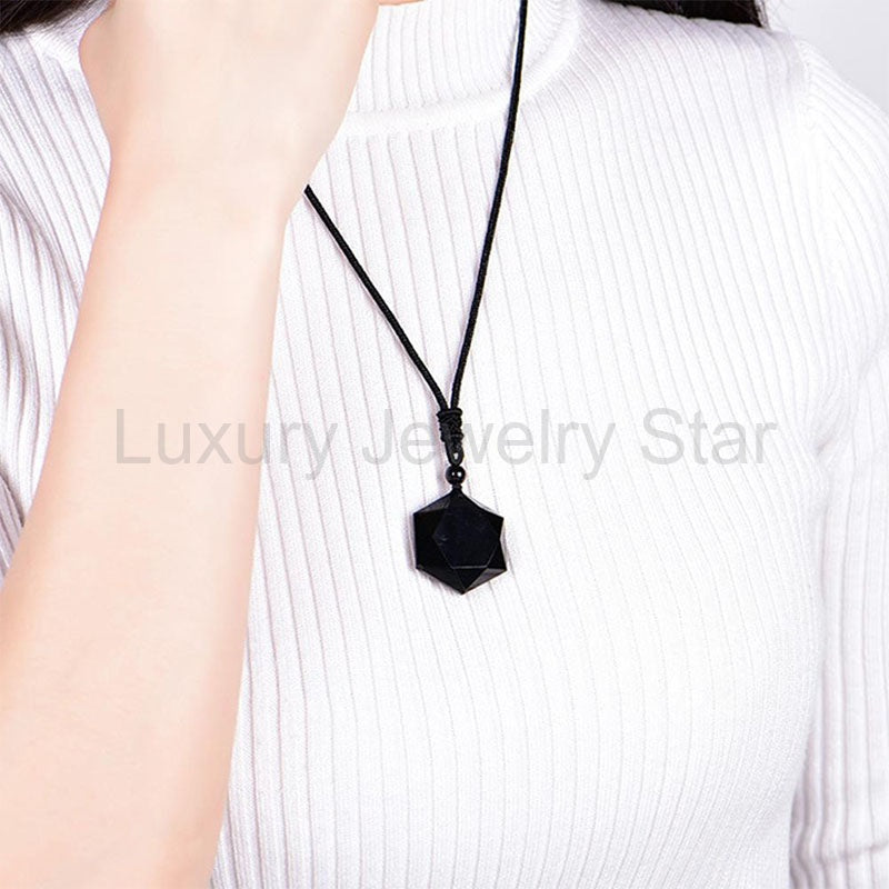 Six-Pointed Star Black Obsidian Protection Necklace - image 10