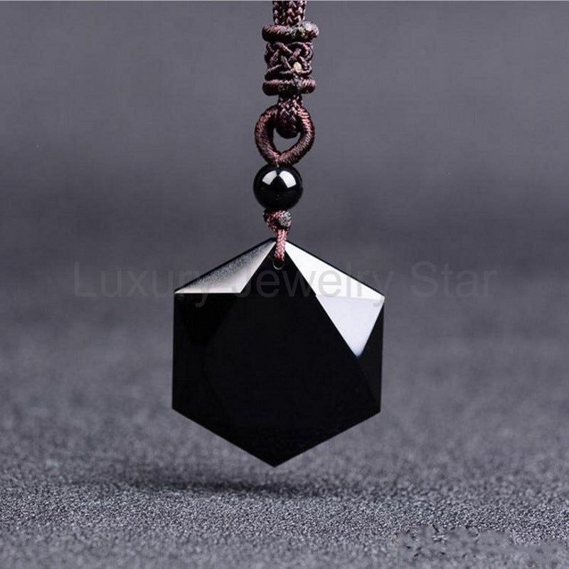 Six-Pointed Star Black Obsidian Protection Necklace - image 3