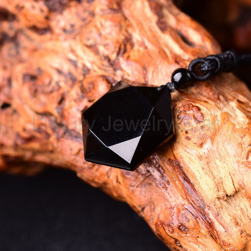 Six-Pointed Star Black Obsidian Protection Necklace - image 4
