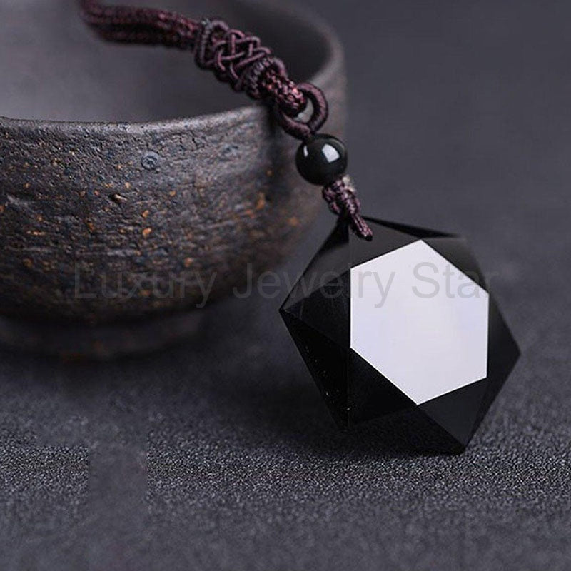 Six-Pointed Star Black Obsidian Protection Necklace - image 6