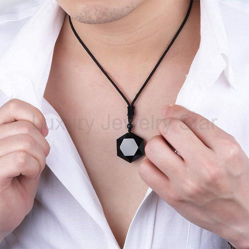 Six-Pointed Star Black Obsidian Protection Necklace - image 8