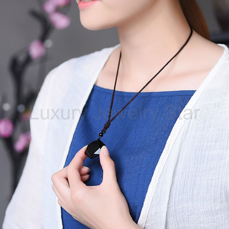 Six-Pointed Star Black Obsidian Protection Necklace - image 9