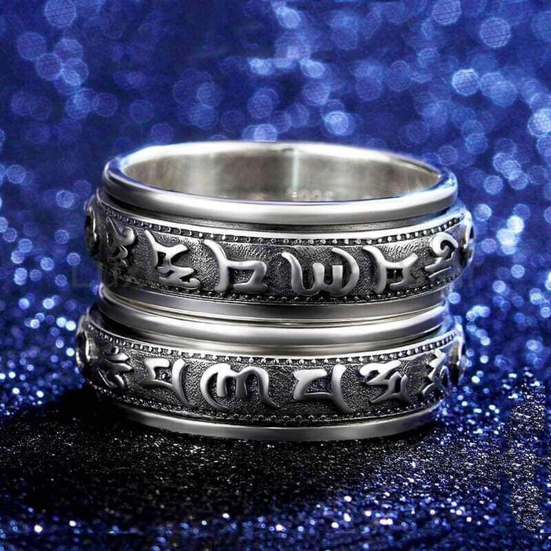 Tibetan Mani Mantra Wheel of Life Ring - image 2