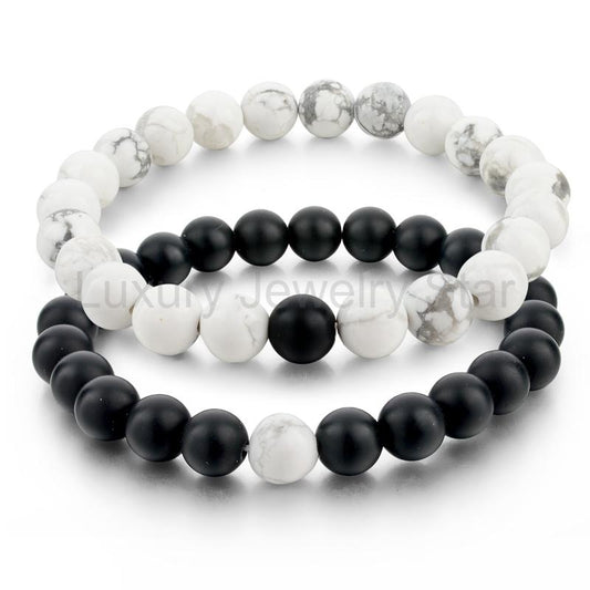 Yin and Yang Bead Bracelet Set