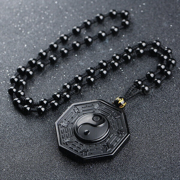Yin and Yang Black Obsidian Positivity Necklace - image 8