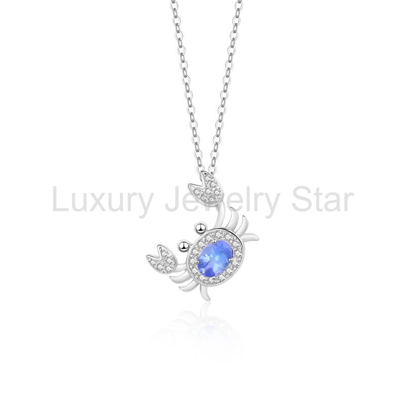 925 Sterling Silver Crab Necklace