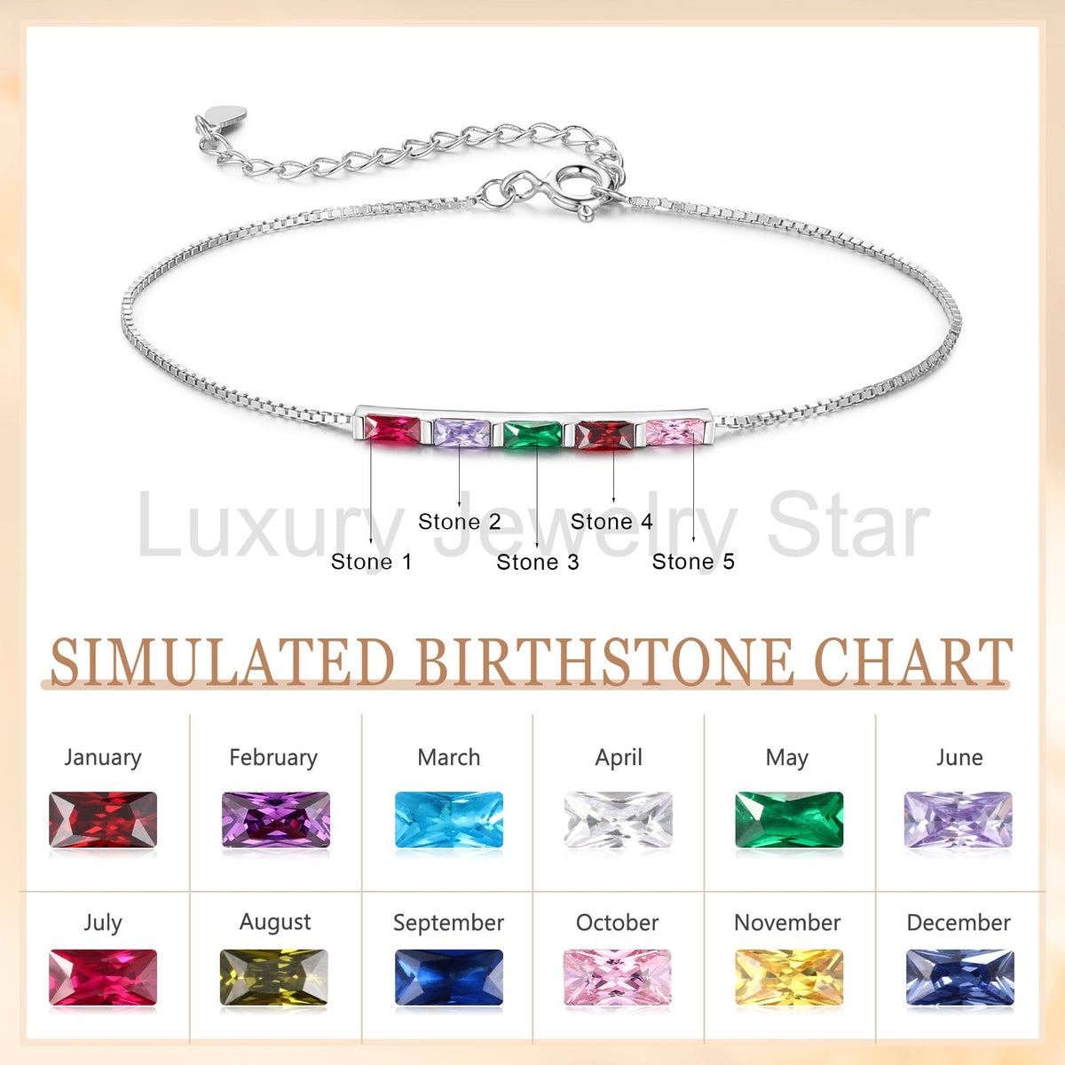 925 Sterling Silver Custom Birthstone Bracelet - image 14