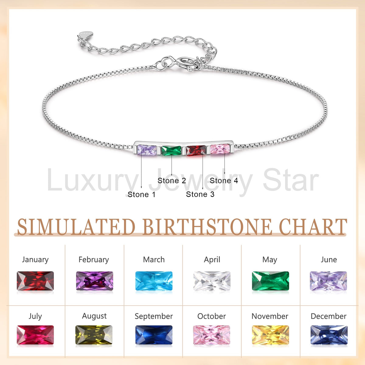 925 Sterling Silver Custom Birthstone Bracelet - image 17