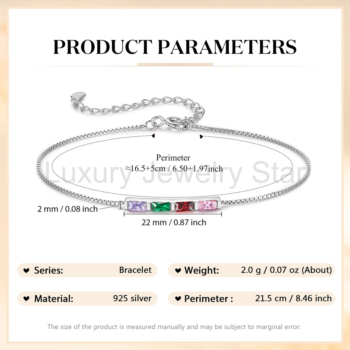 925 Sterling Silver Custom Birthstone Bracelet - image 18