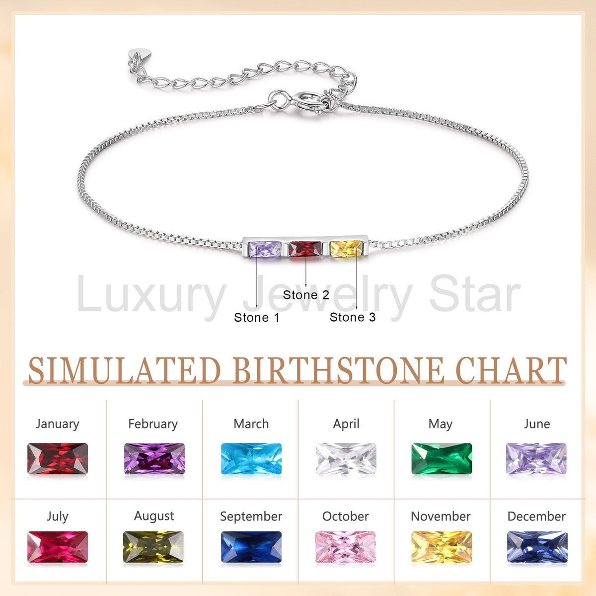 925 Sterling Silver Custom Birthstone Bracelet - image 20