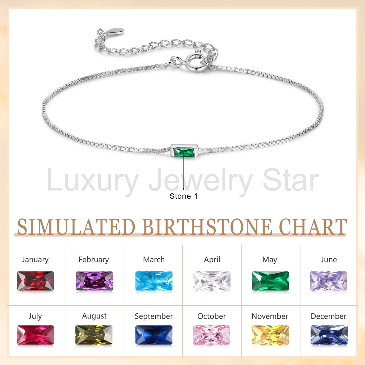 925 Sterling Silver Custom Birthstone Bracelet - image 24