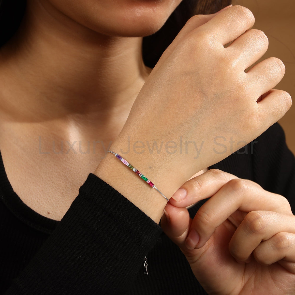 925 Sterling Silver Custom Birthstone Bracelet - image 7