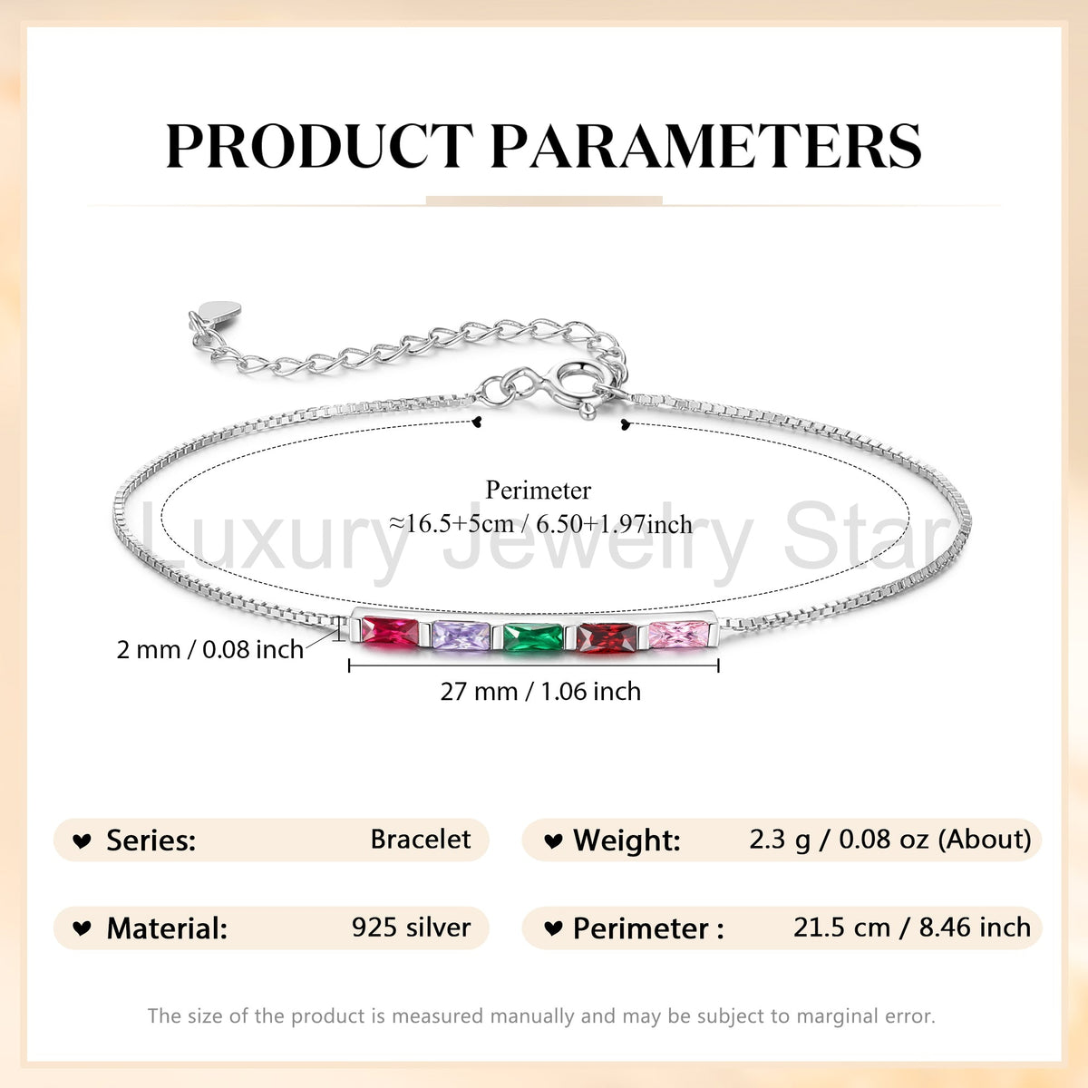 925 Sterling Silver Custom Birthstone Bracelet - image 13