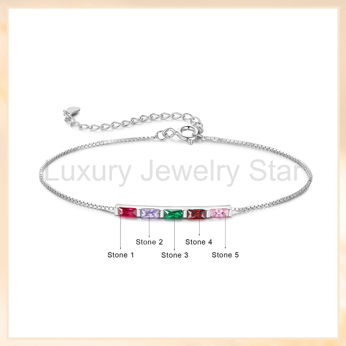 925 Sterling Silver Custom Birthstone Bracelet - image 14