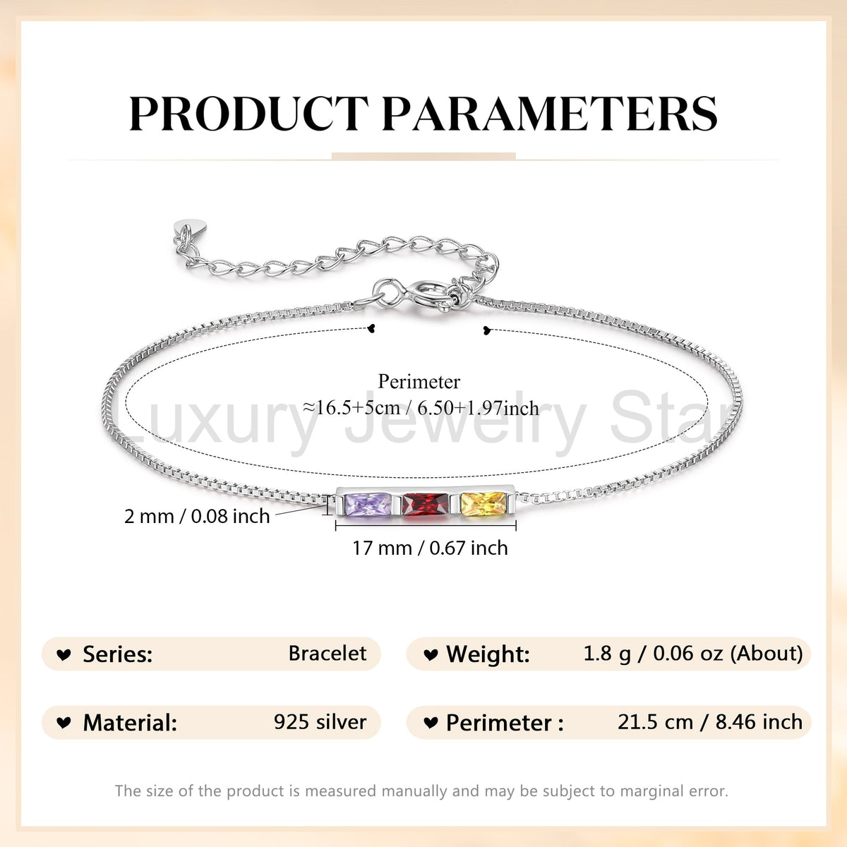 925 Sterling Silver Custom Birthstone Bracelet - image 19