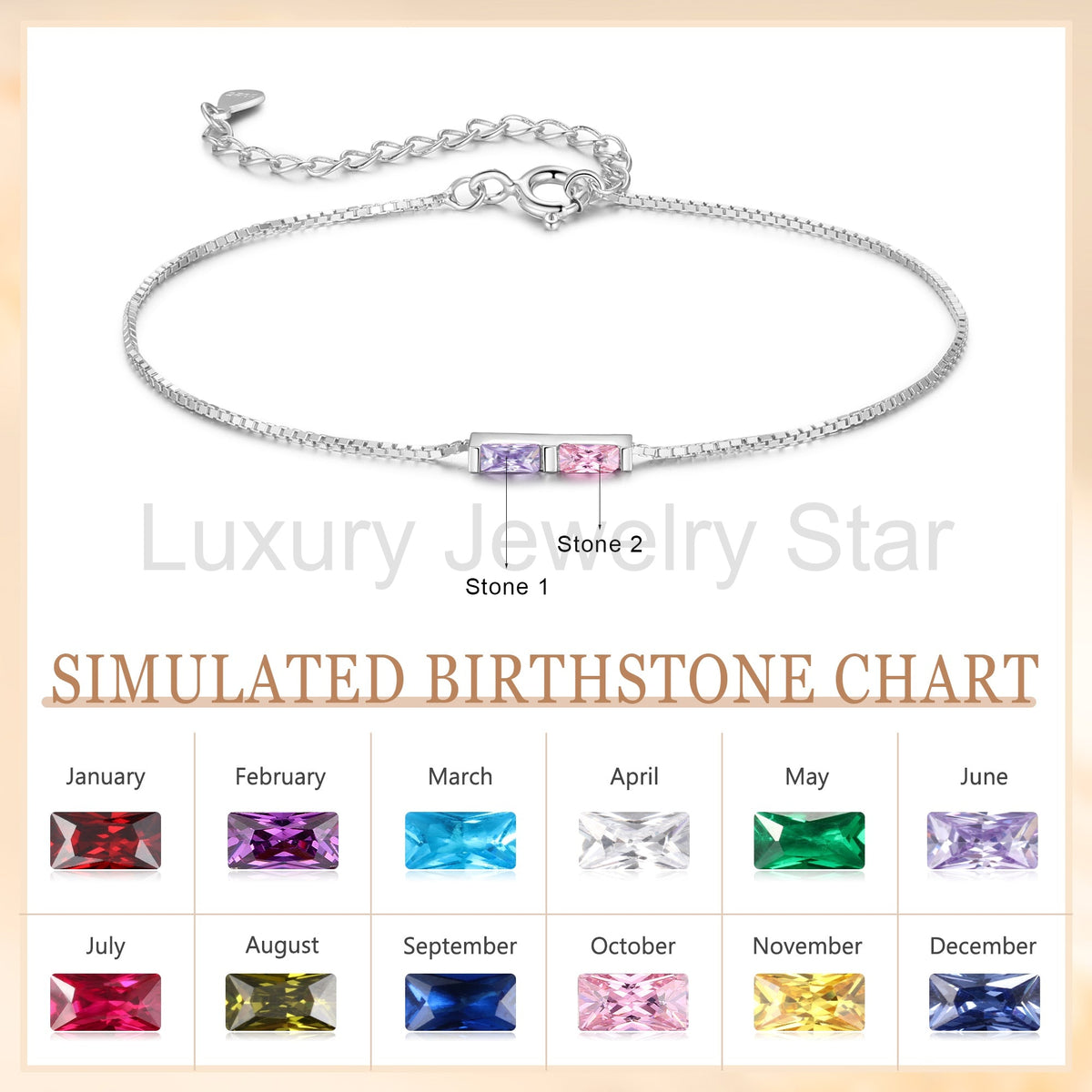 925 Sterling Silver Custom Birthstone Bracelet - image 21