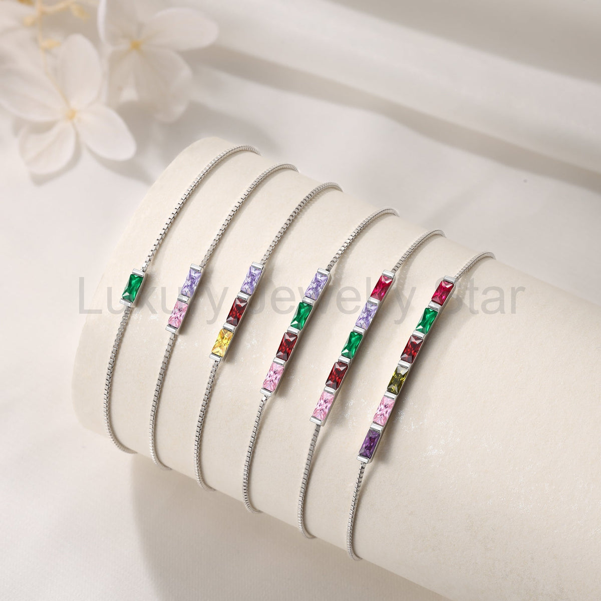 925 Sterling Silver Custom Birthstone Bracelet - image 3