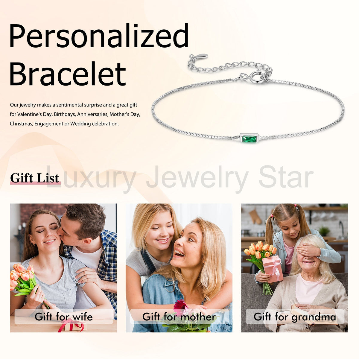 925 Sterling Silver Custom Birthstone Bracelet - image 7