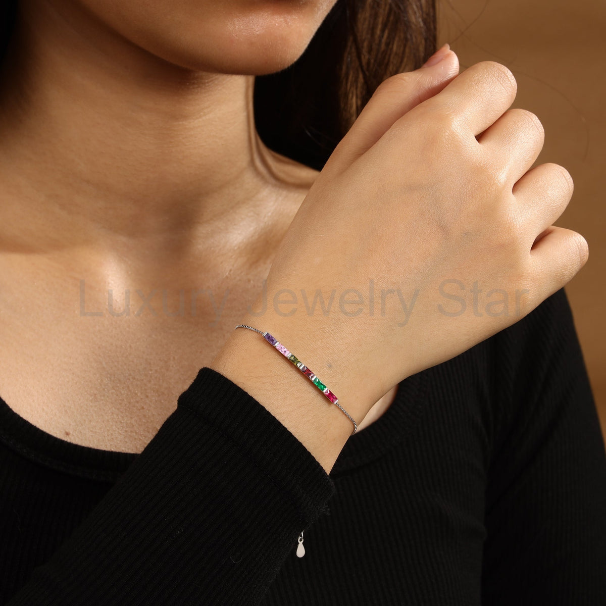 925 Sterling Silver Custom Birthstone Bracelet - image 8