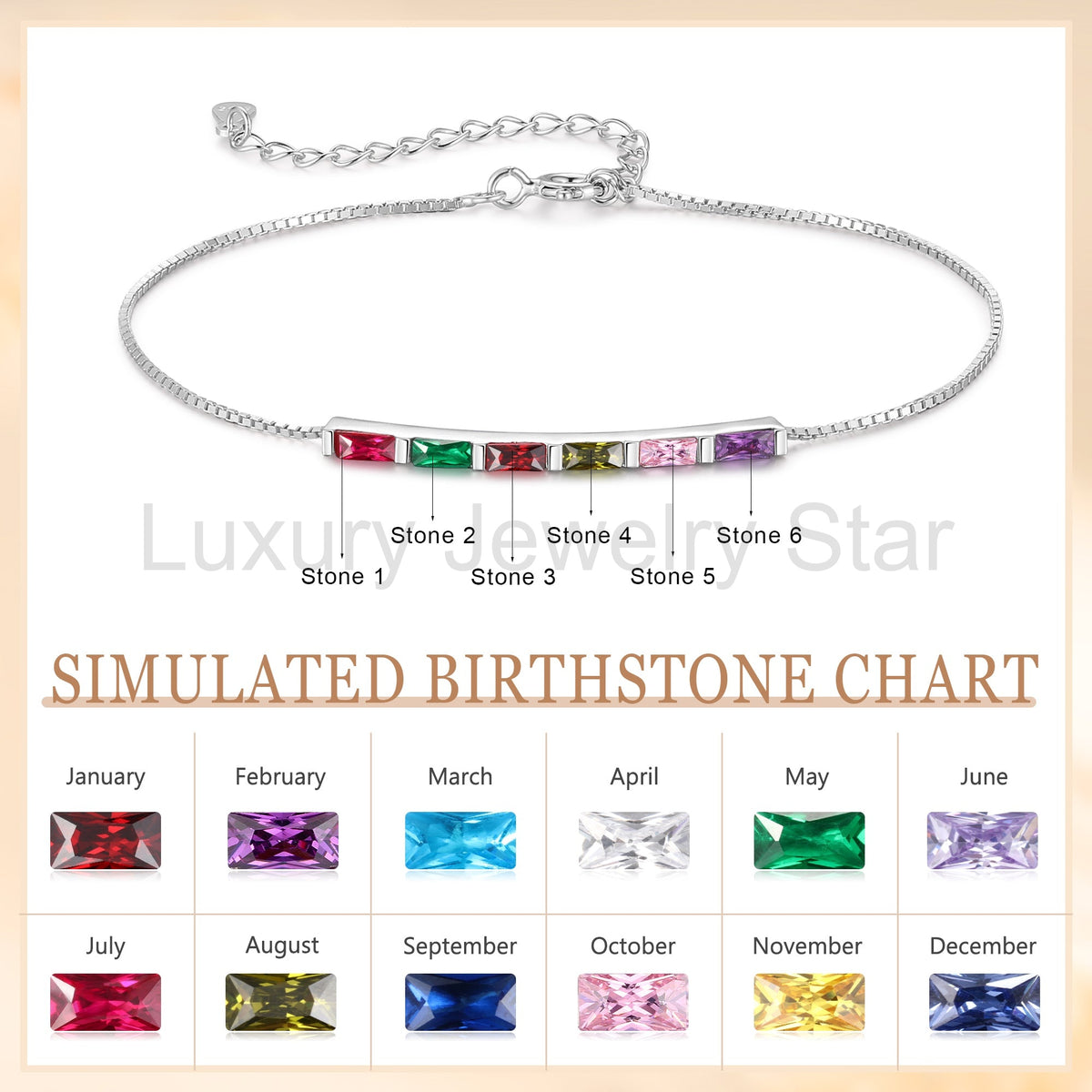 925 Sterling Silver Custom Birthstone Bracelet - image 9