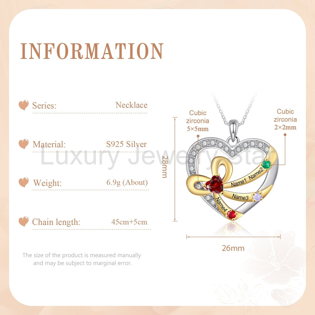 925 Sterling Silver Custom Birthstone necklace - image 9