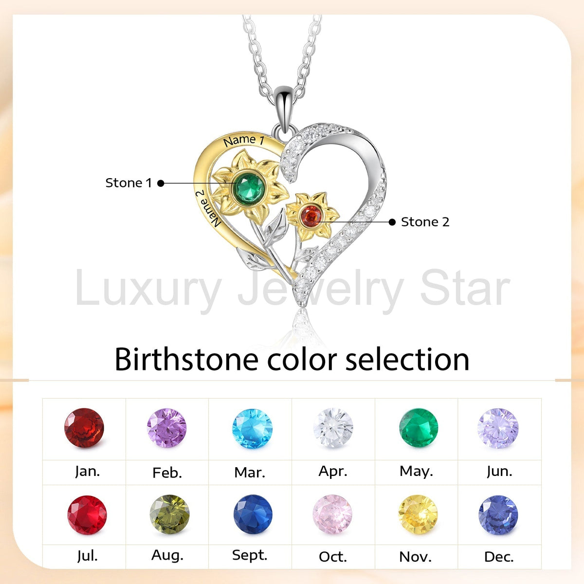 925 Sterling Silver Custom Birthstone necklace - image 3