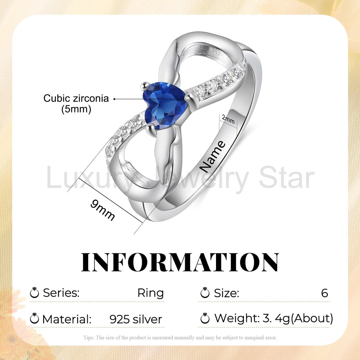 925 Sterling Silver Custom Birtstone Ring - image 12