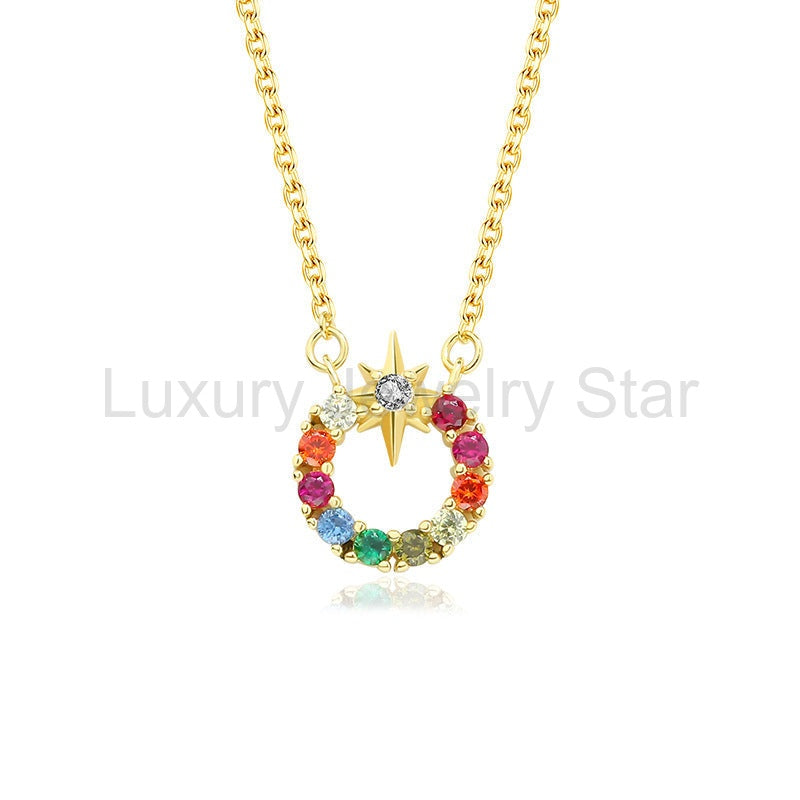 925 Sterling Silver Eight-Pointed Star Necklace