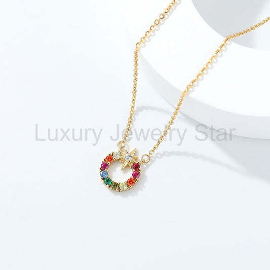 925 Sterling Silver Eight-Pointed Star Necklace - image 2