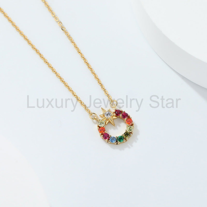 925 Sterling Silver Eight-Pointed Star Necklace - image 3