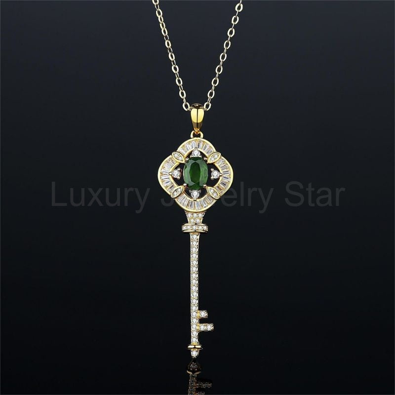 925 Sterling Silver Key Necklace - image 2