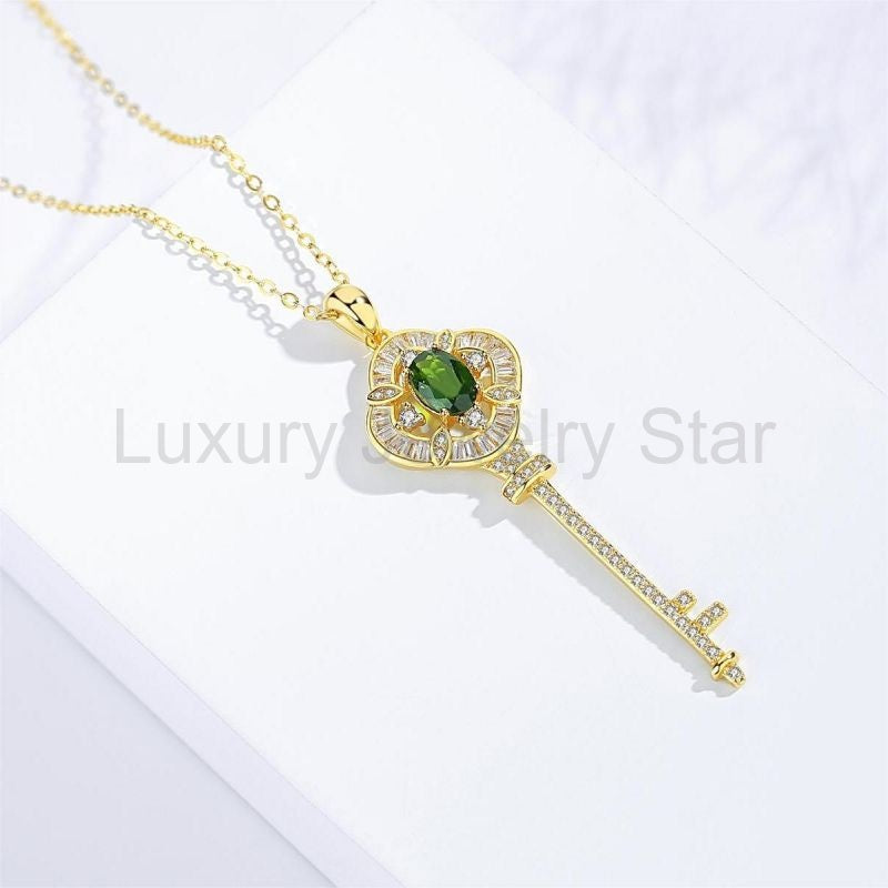 925 Sterling Silver Key Necklace - image 3