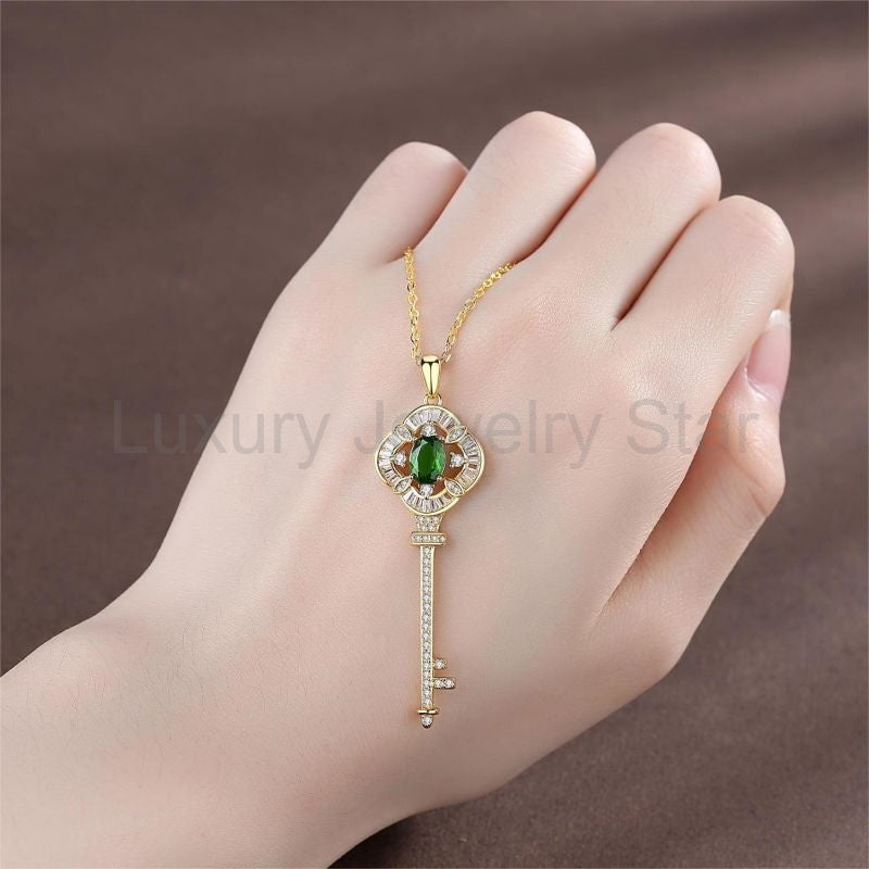 925 Sterling Silver Key Necklace - image 4