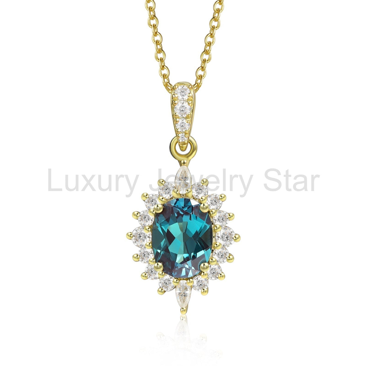 925 Sterling Silver Lab Alexandrite Necklace