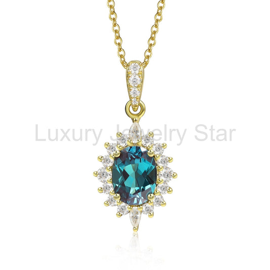 925 Sterling Silver Lab Alexandrite Necklace