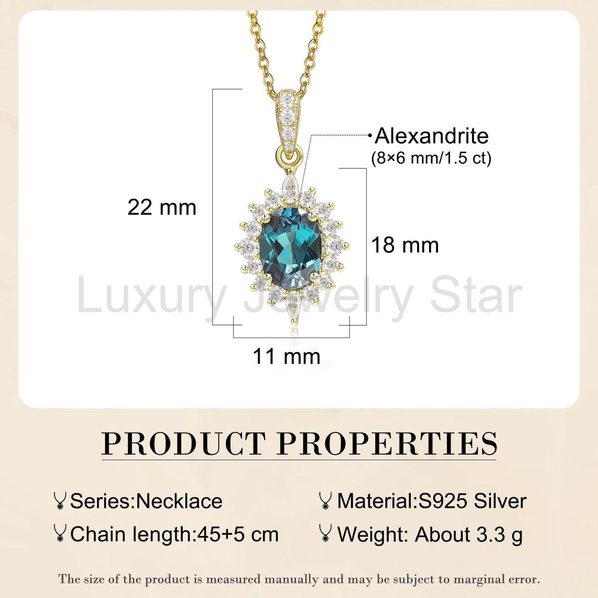 925 Sterling Silver Lab Alexandrite Necklace - image 5