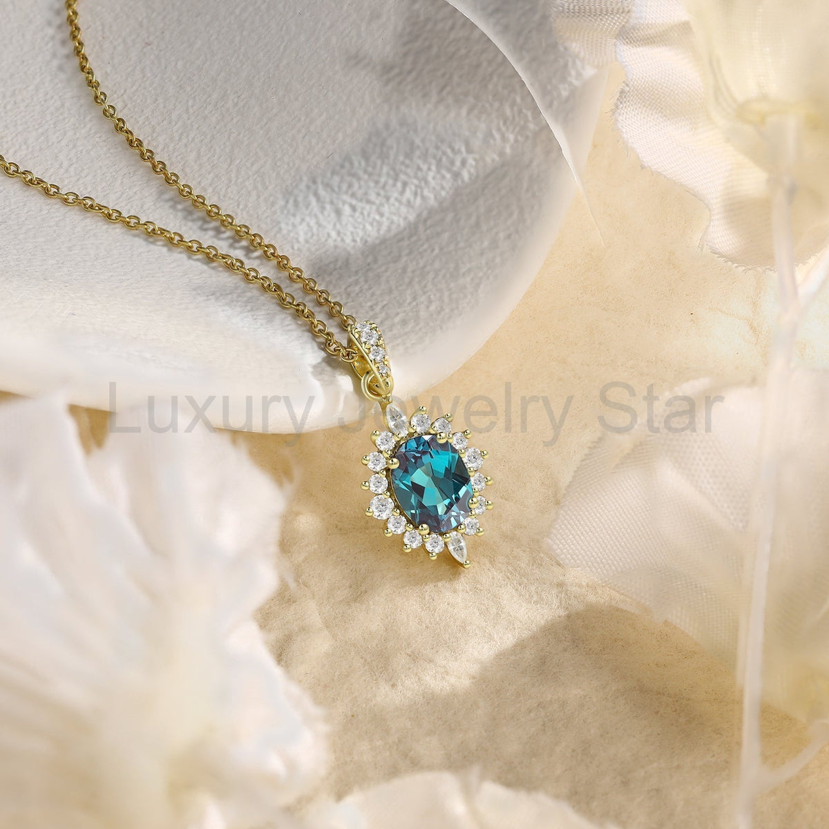 925 Sterling Silver Lab Alexandrite Necklace - image 7