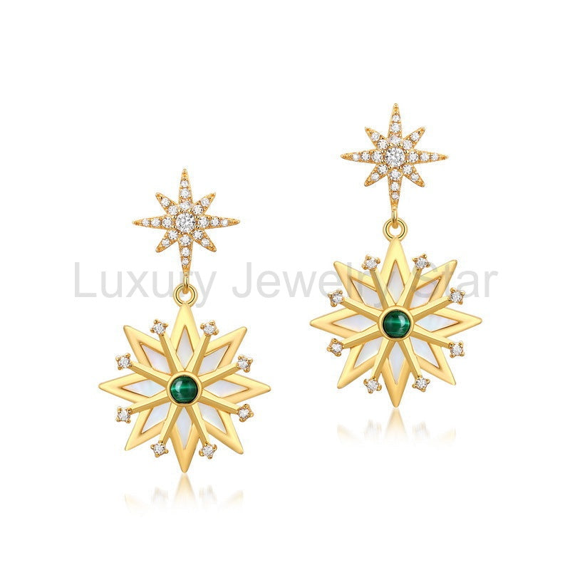 925 Sterling Silver Snowflake Earrings