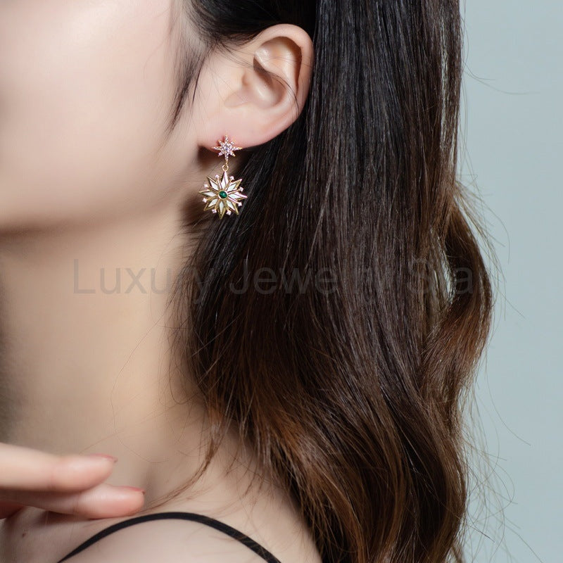 925 Sterling Silver Snowflake Earrings - image 3