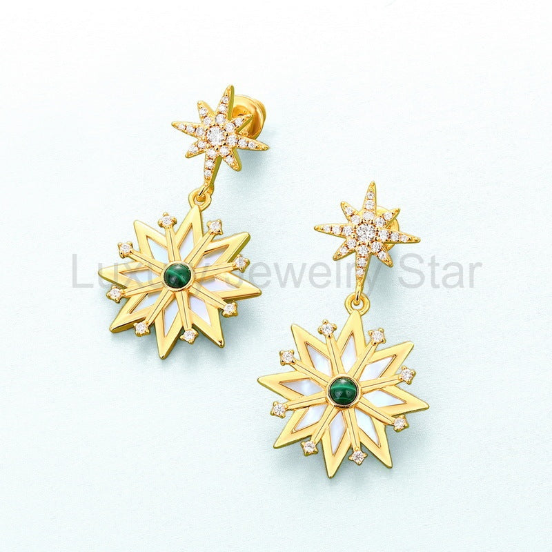 925 Sterling Silver Snowflake Earrings - image 4