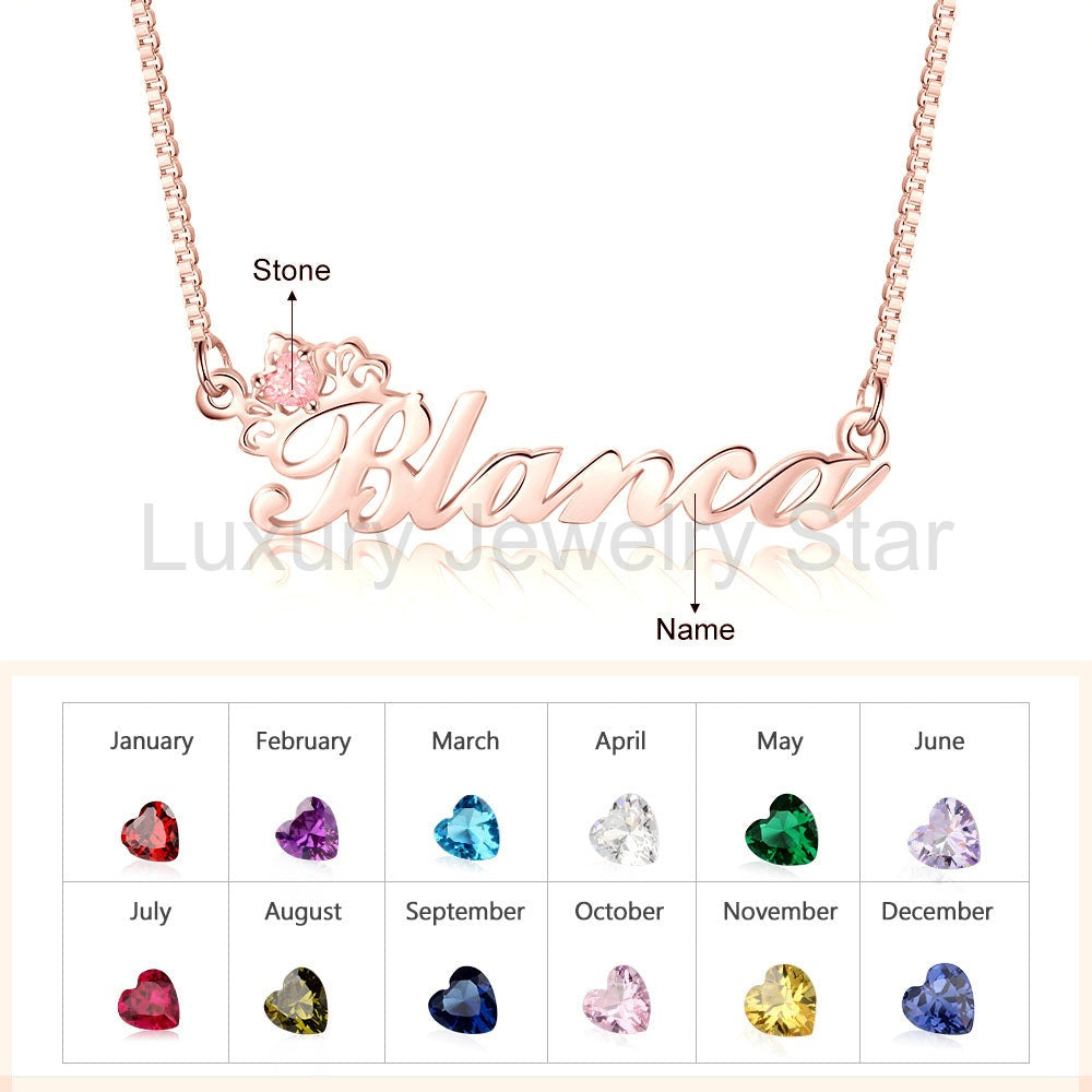 Birthstone & Engraved Name Necklace - image 2