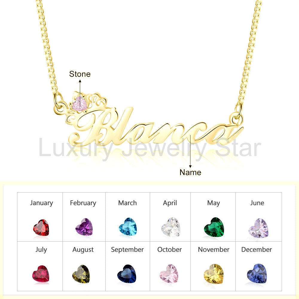 Birthstone & Engraved Name Necklace - image 9